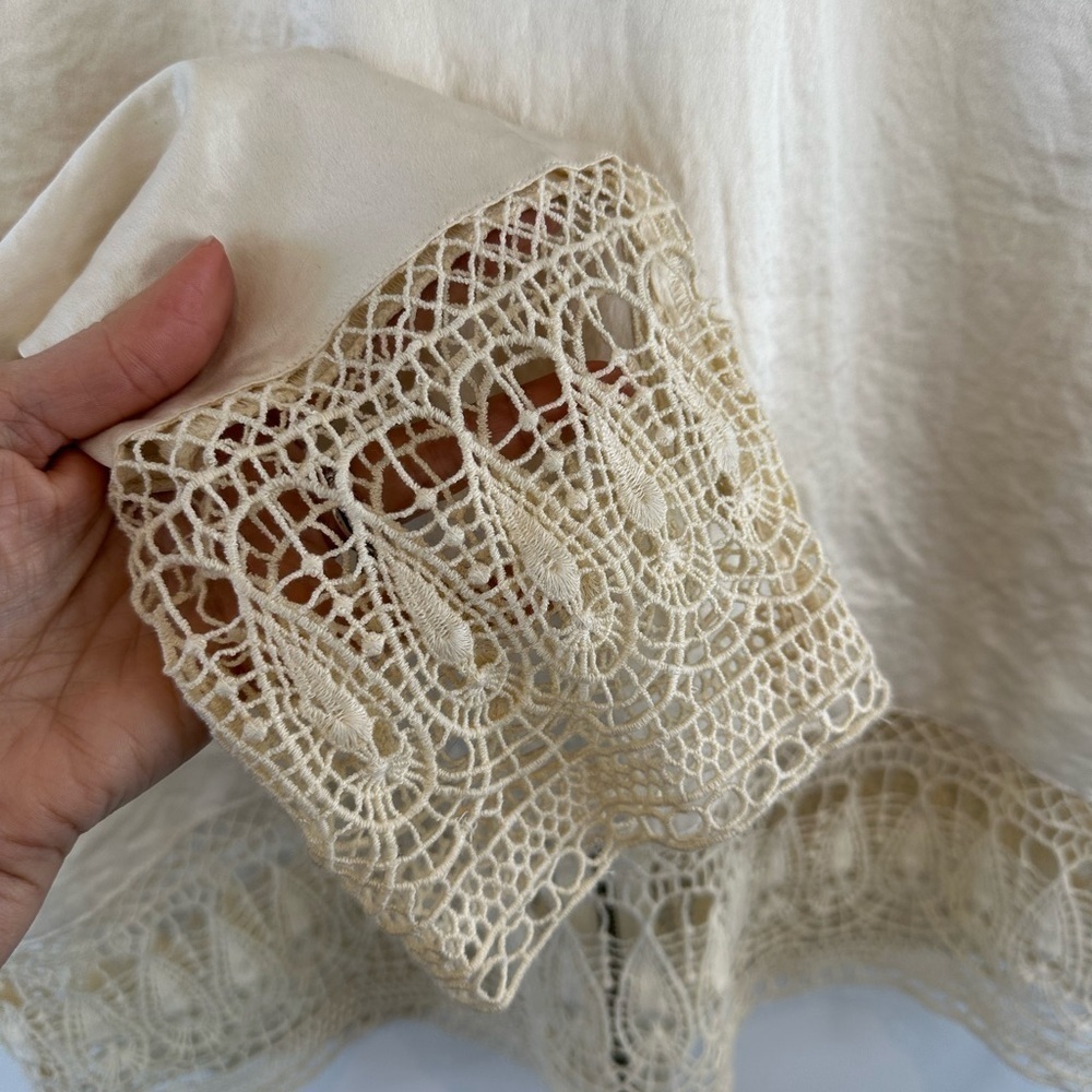 Hinge Silk & Crochet Cream Bomber Jacket - Picture 6 of 11